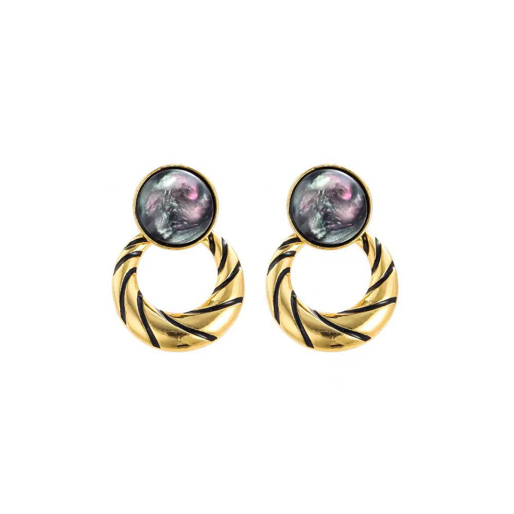 Women's Sier Needle French Style Retro Round Minority Temperament Entry Lux Earrings