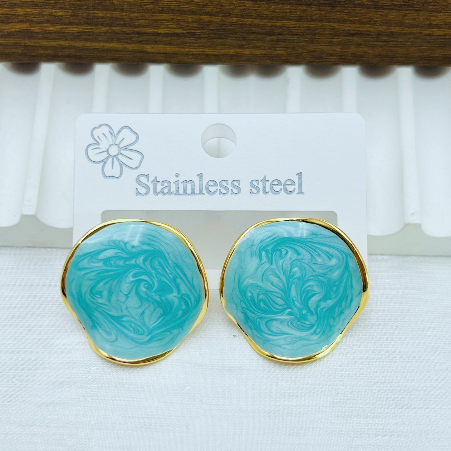 French Fashion Irregular Round Dripping Stainless Earrings