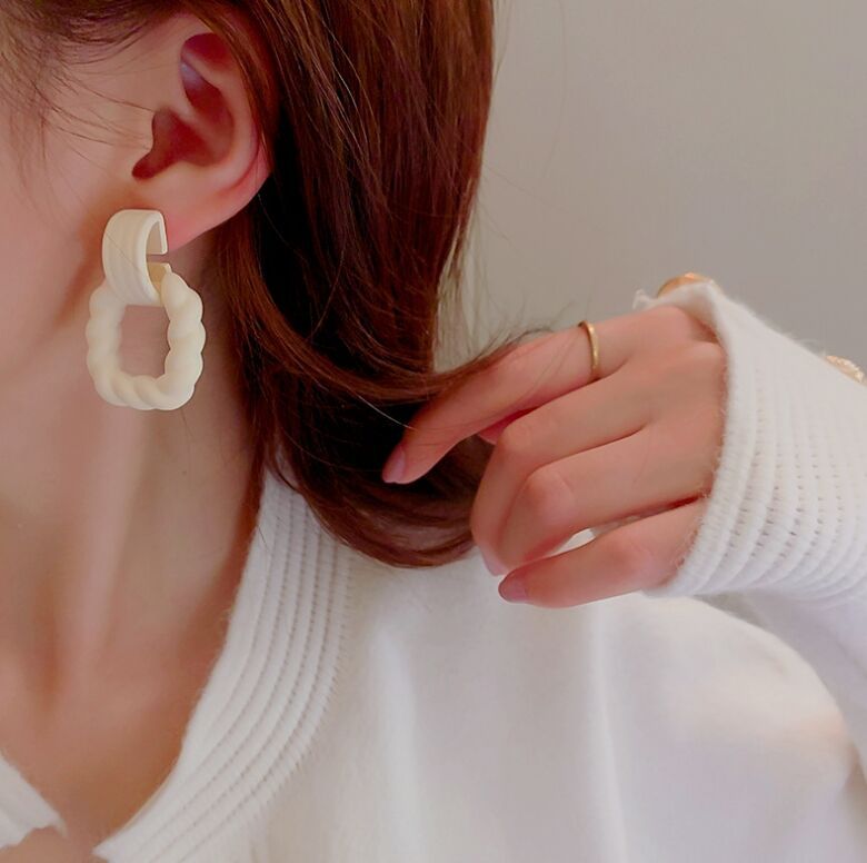 Needle Acrylic Twist Square Patch Graceful Geometric Retro Earrings