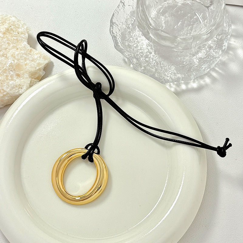 Trendy Commute Minimalist Wax Rope Ornament Necklaces