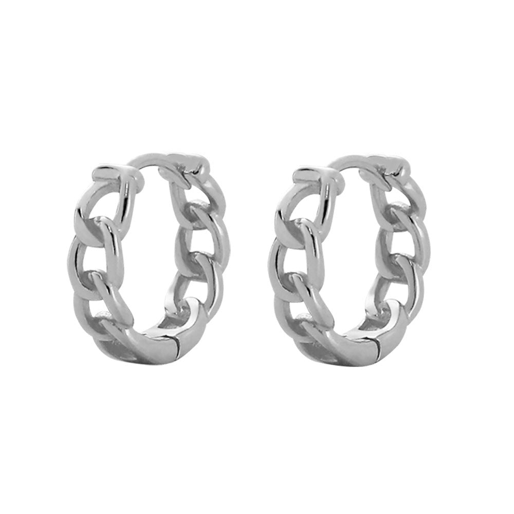 Women's Sier Style Personality Chain Geometric Earclip Earrings