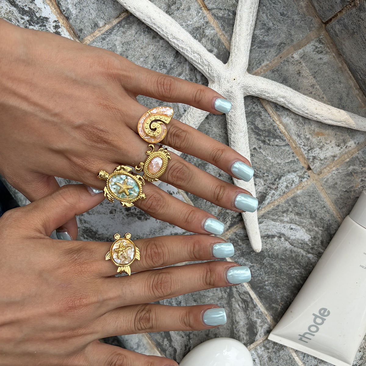 Women's Vacation Style Elegant French Advanced Dripping Stainless Rings