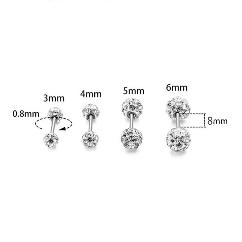 Women's Sier No Need To Take Off Diamond Ball Ear Earrings