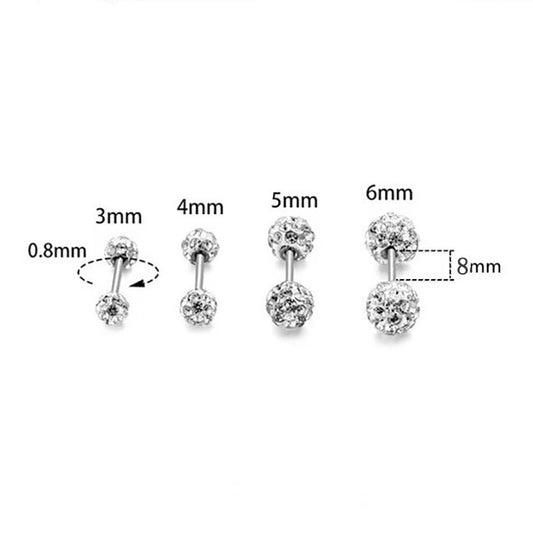 Women's Sier No Need To Take Off Diamond Ball Ear Earrings