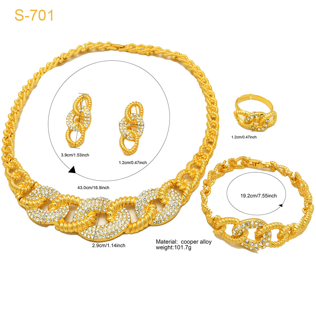 Glamorous Gold Bridal Indian Nigeria Batch Jewelry Set