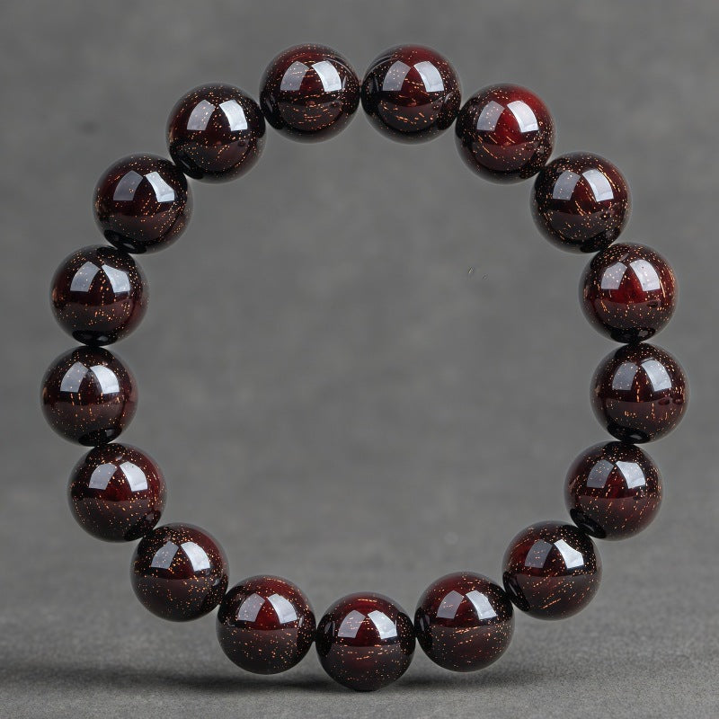 Women's & Men's Lobular Rosewood Old Materials Golden Spots Beads Bracelet