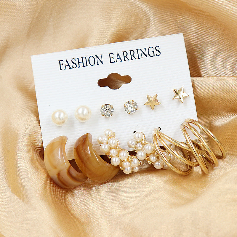 Women's Fresh Summer Versatile Acrylic Round Pairs Plastic Earrings