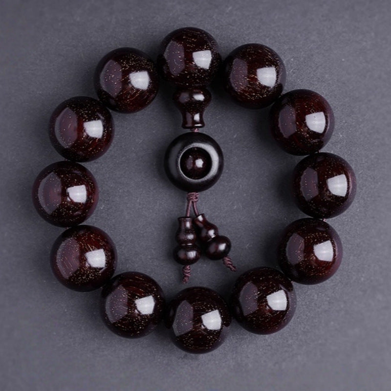 Women's & Men's Lobular Rosewood Old Materials Golden Spots Beads Bracelet