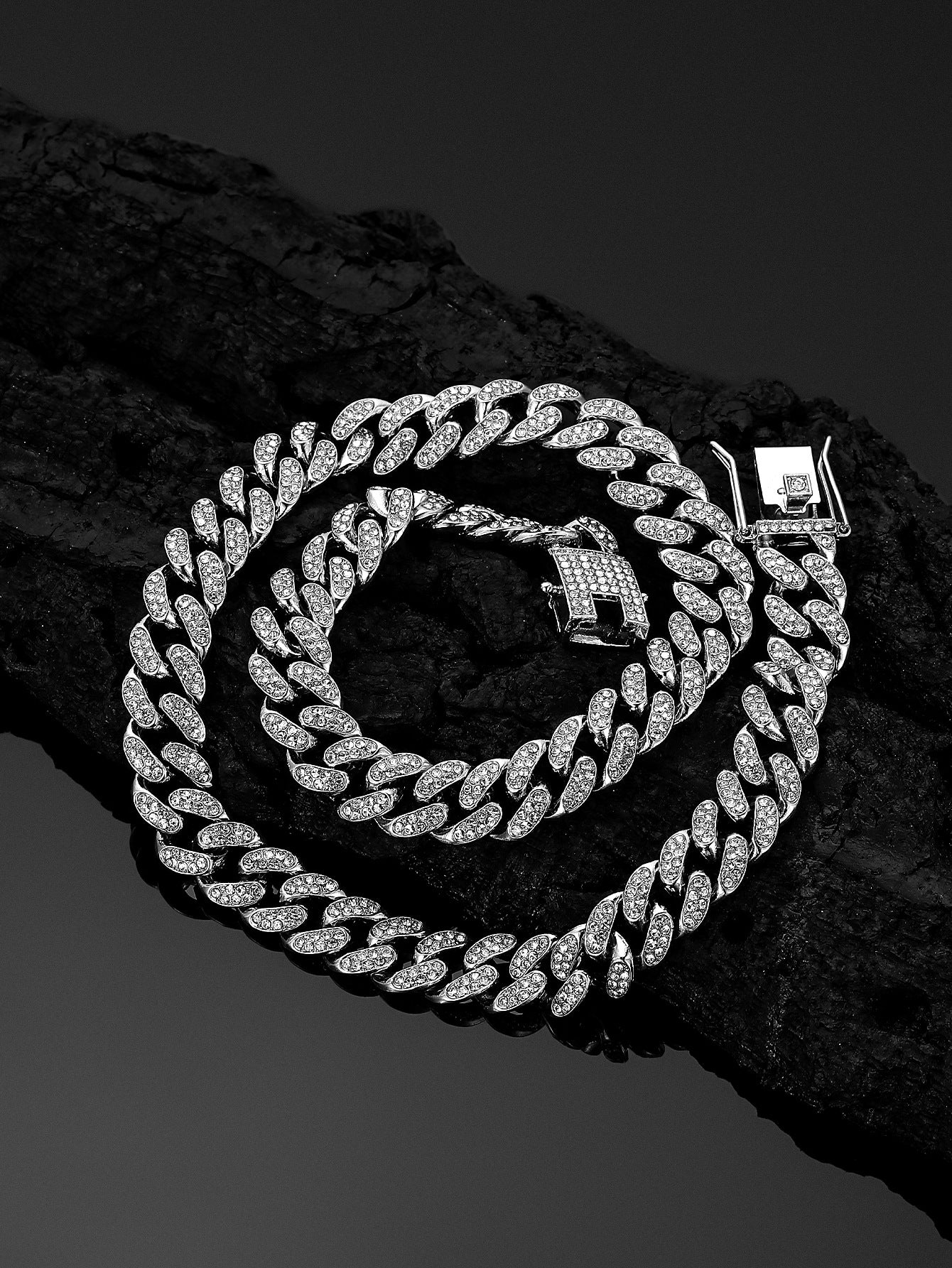 Men's Cuban Link Chain Alloy Full Diamond Dragon's Beard Bracelets