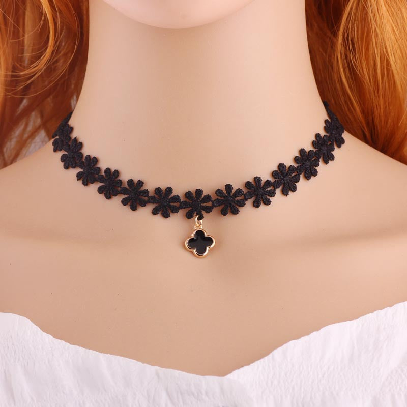 Women's Lace Sexy Clavicle Chain Black Exaggerated Neck Band Formal Collar