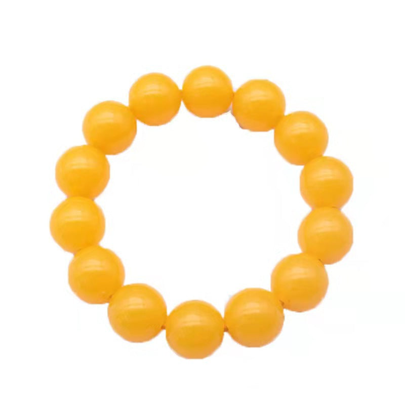 Women's & Men's Style Single Circle Yellow Chicken Grease Old Buddha Beads Live Bracelet
