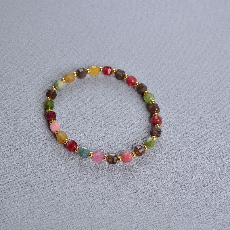French Minority Retro Colorful Geometric Cube Sugar Cut Angle Bracelets
