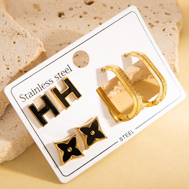 Titanium Steel Ear Exquisite Small Gold-plated Earrings