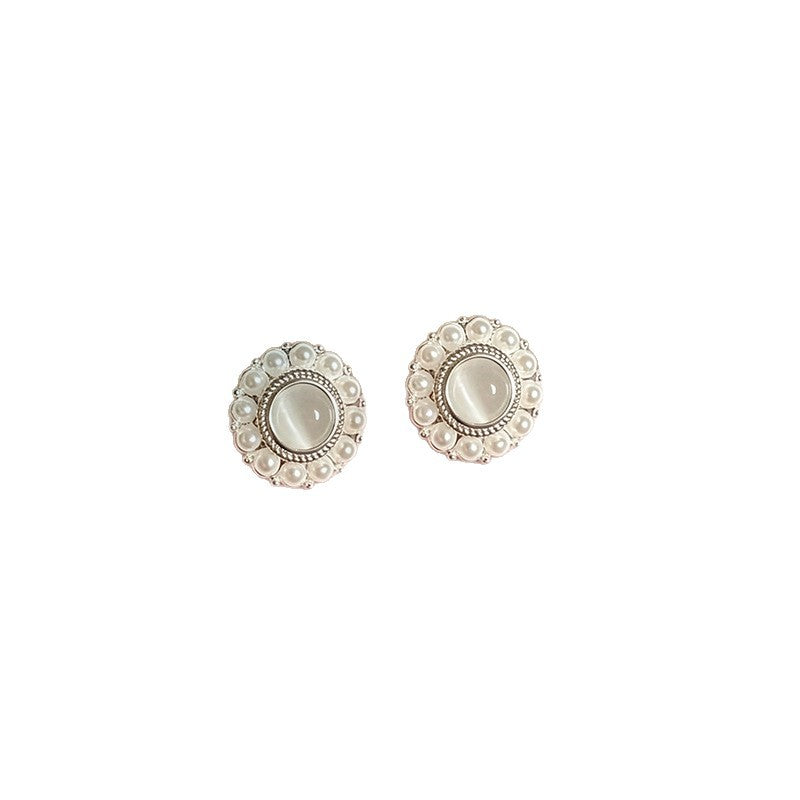 Women's Sparking Zirconium Pearl Light Luxury High-grade Unique Beautiful Stud Earrings