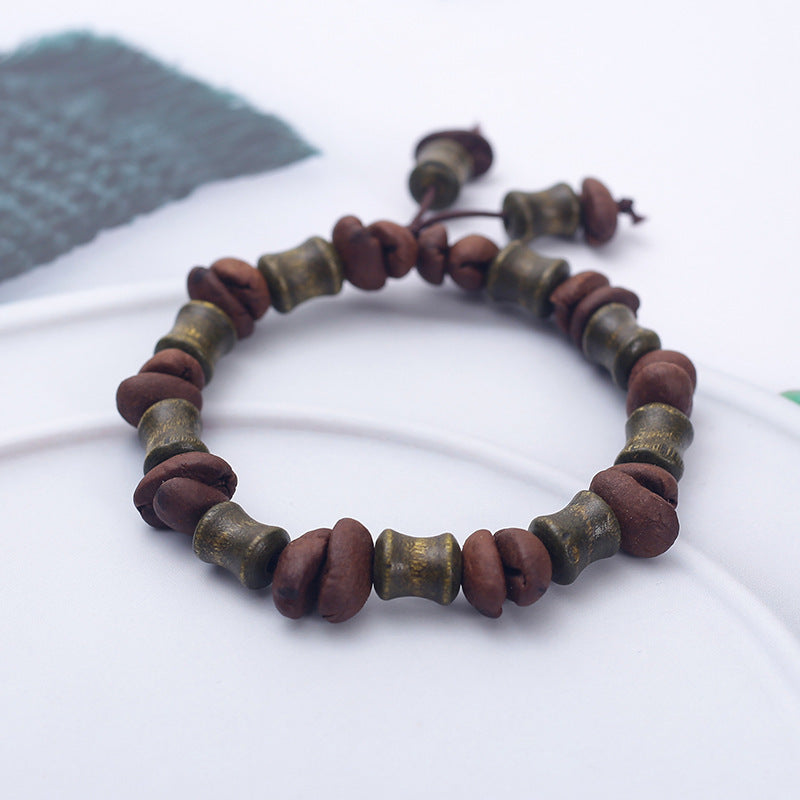 Natural Handmade Real Coffee Bean Stone Passion Bracelets