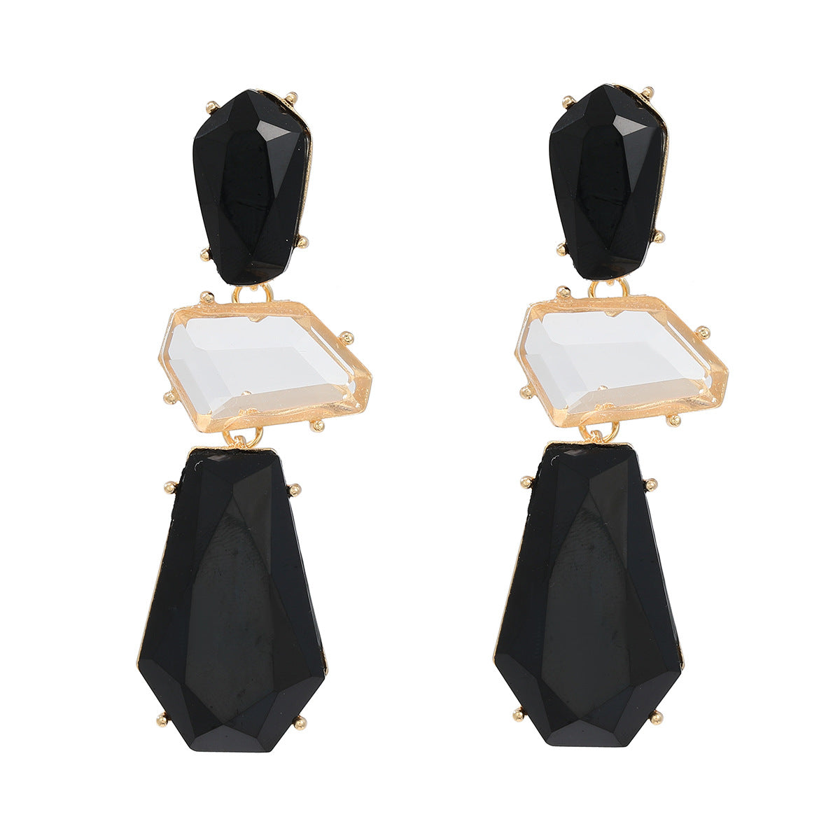 Women's Multilayer Polygon Cellulose Acetate Sheet Exaggerated Earrings