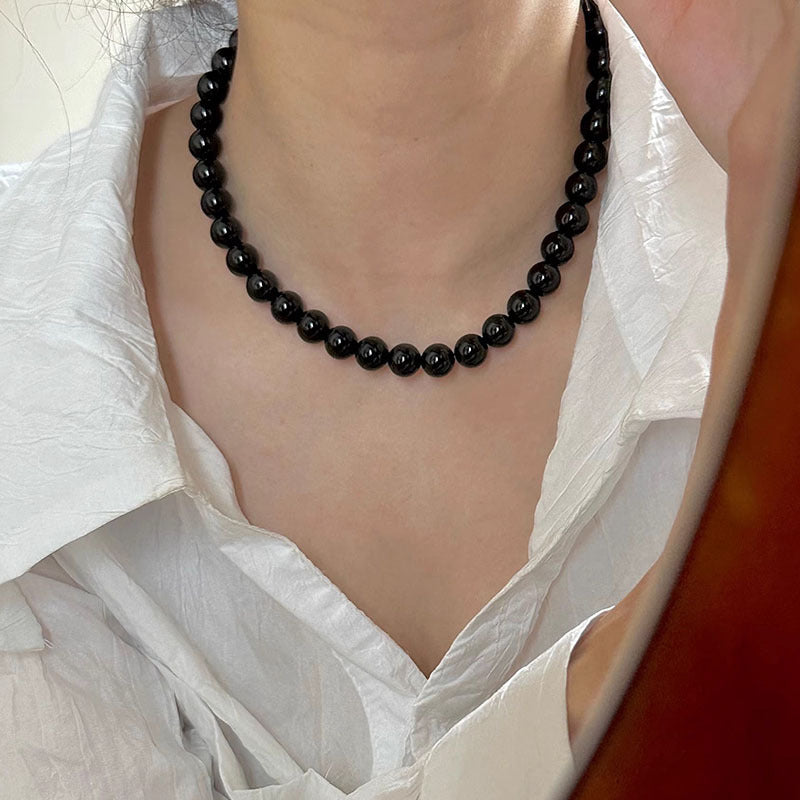 Black Bead Korean Style Autumn Special Interest Light Luxury Necklace