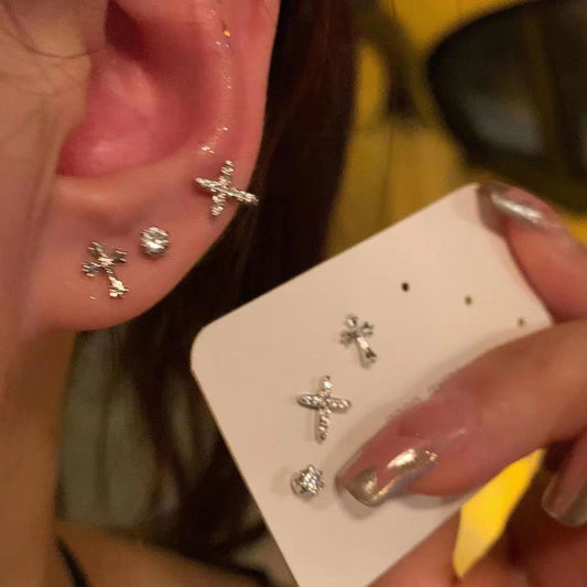 Great Value Super Flash Cross Beautiful Stud Earrings