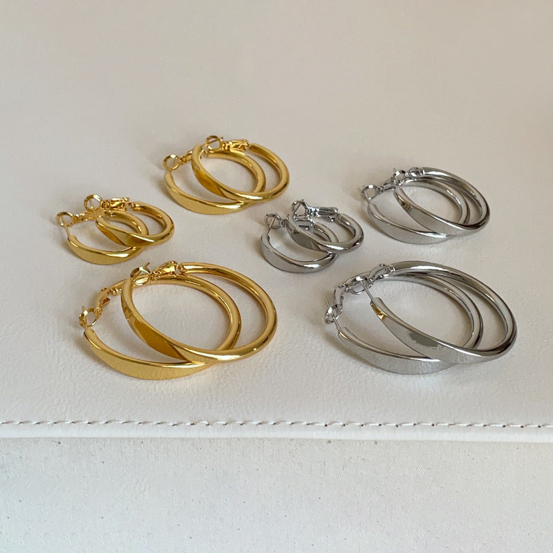 High-grade Geometric Glossy Ear Female Temperament Fashion Trend Commuting Exquisite Earrings