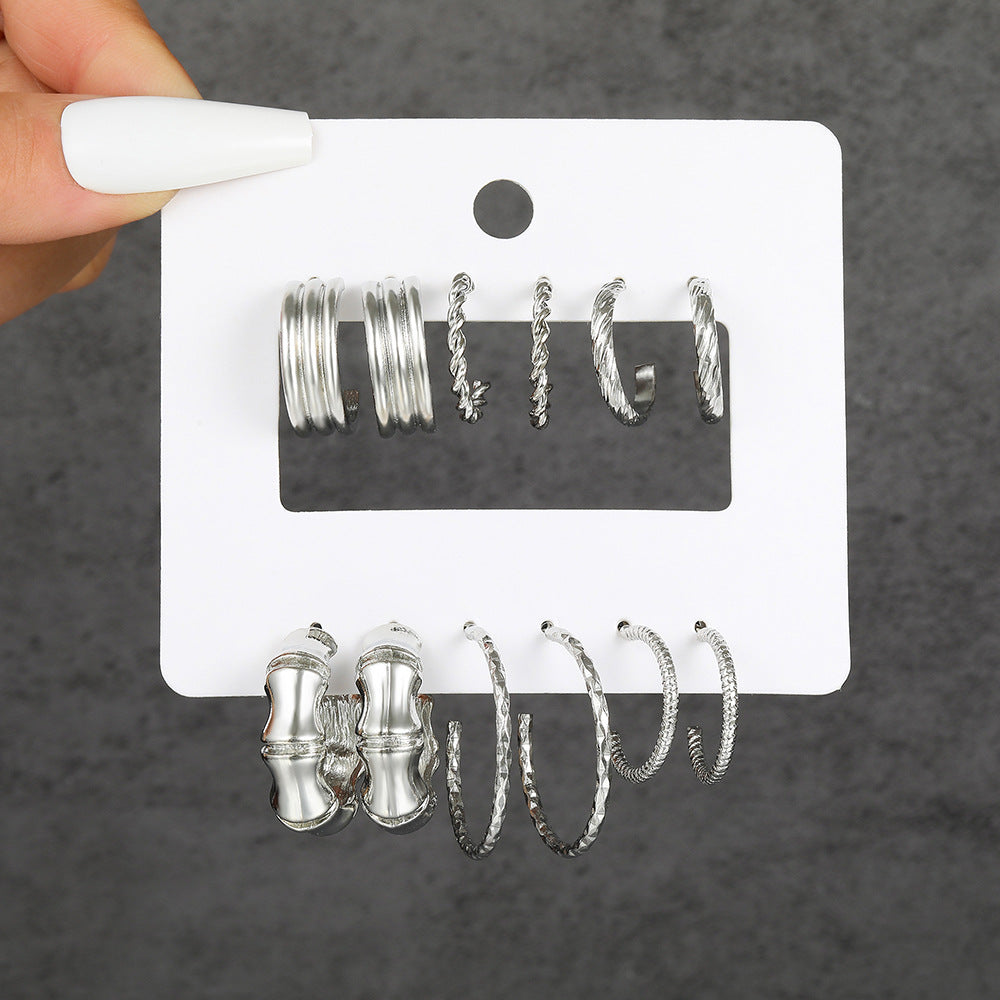 Women's Creative Simple Elegant Bamboo Alloy Metallic Generous Earrings