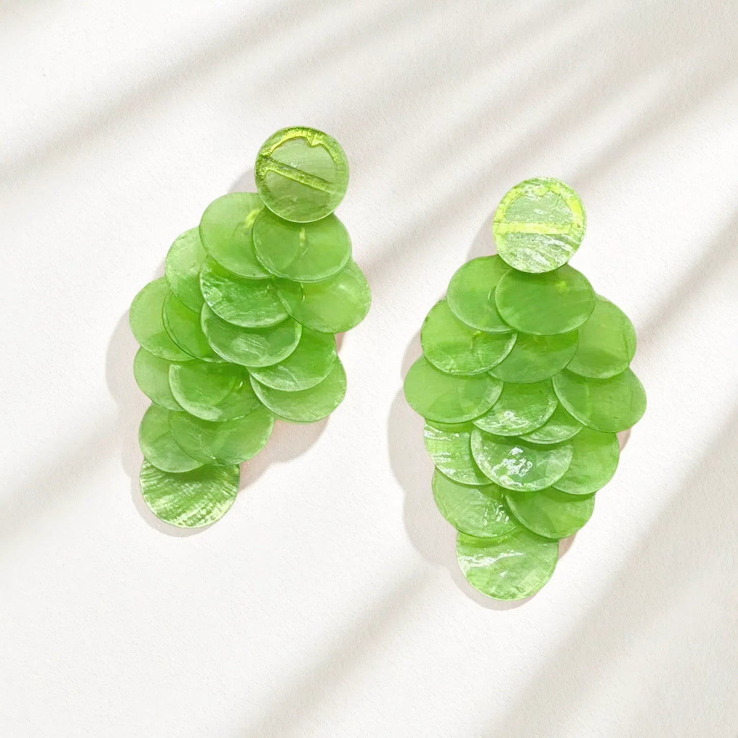 Colorful Shell Wafer Tassel High-grade Female Exaggerated Earrings