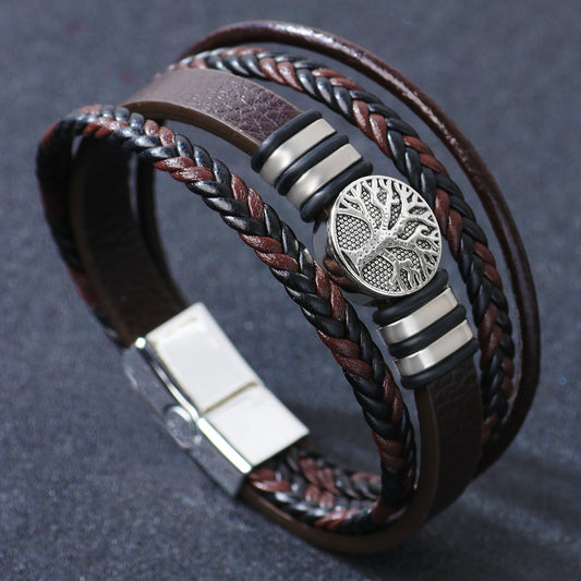 Leather Personality Versatile Woven Lucky Tree Bracelets