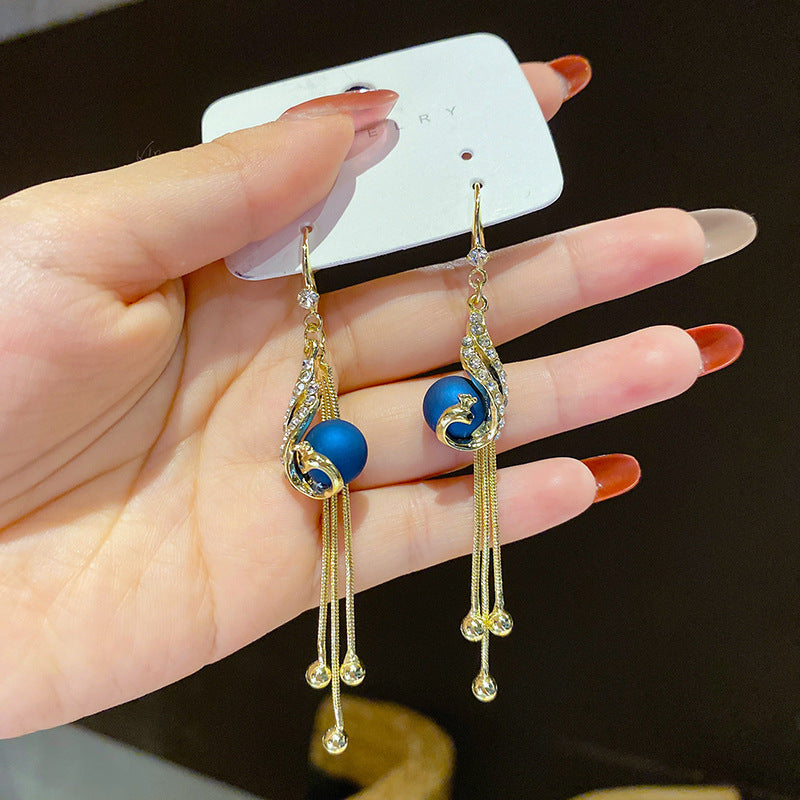 Temperament Female Blue Color Sier Exquisite Earrings