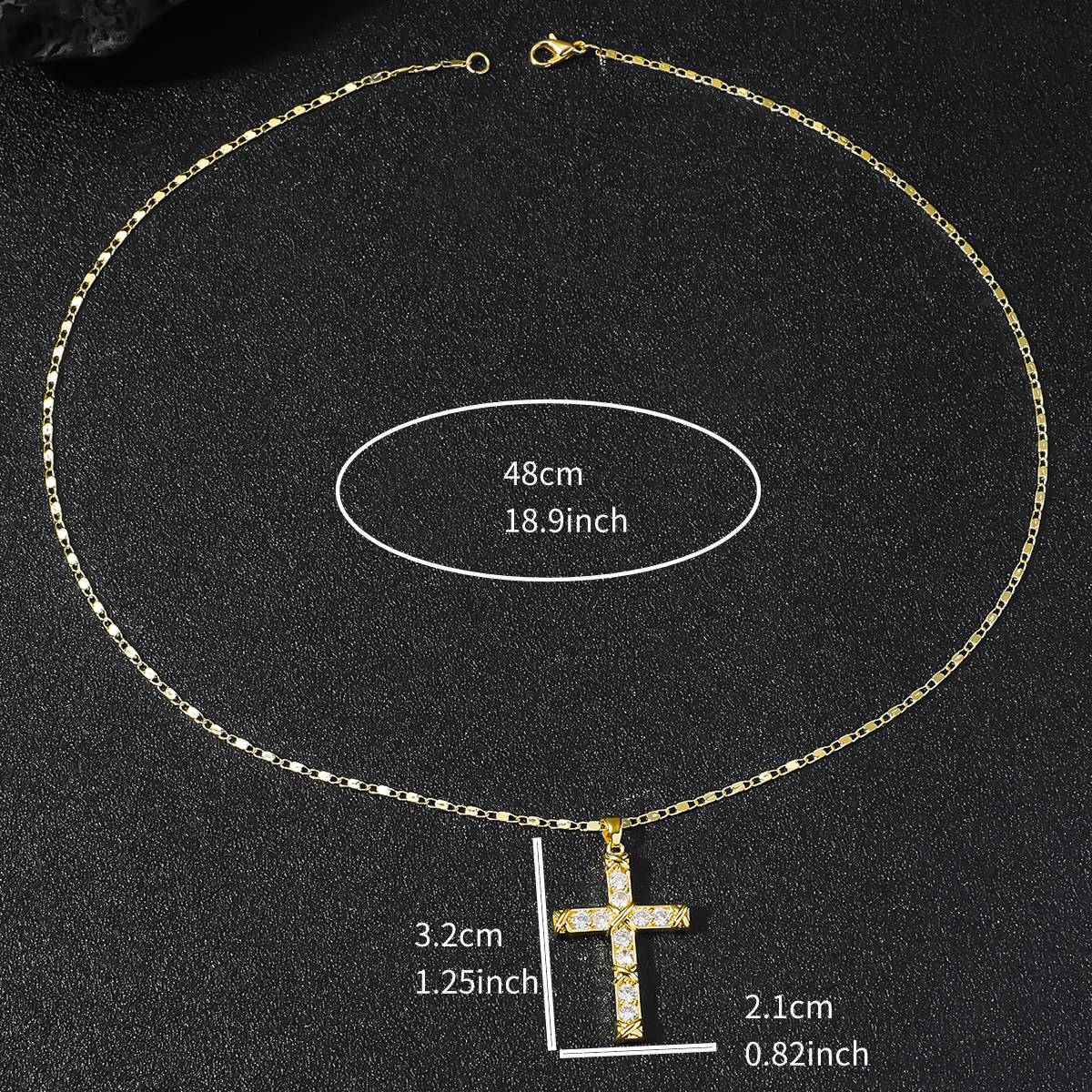 Women's & Men's Gold Rhinestone Zircon Cross Niche For Necklace