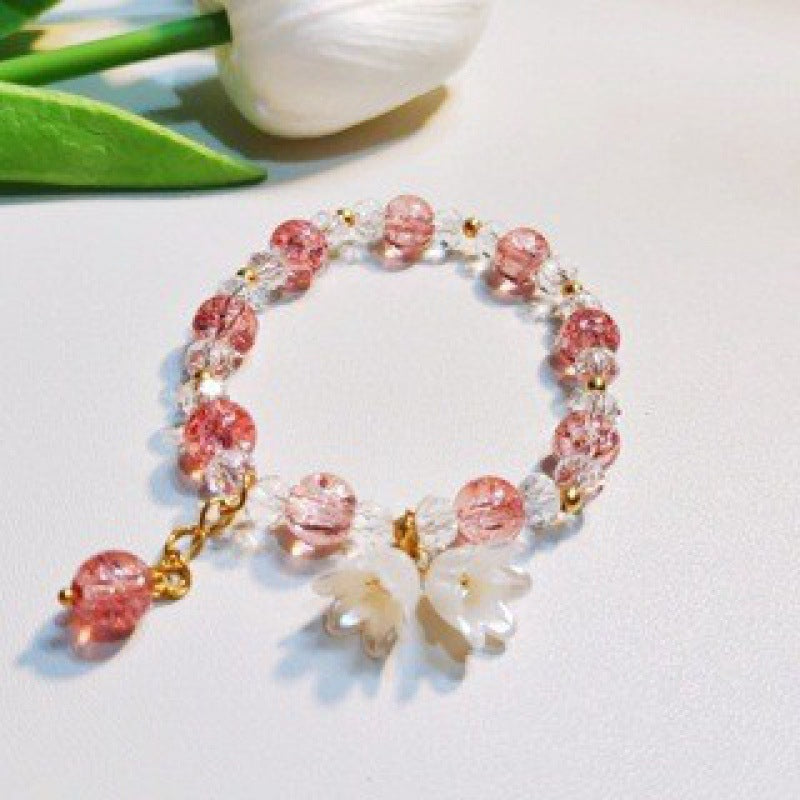 Camellia Little Daisy Crystal Girlfriends Color Glass Chipping Bracelet