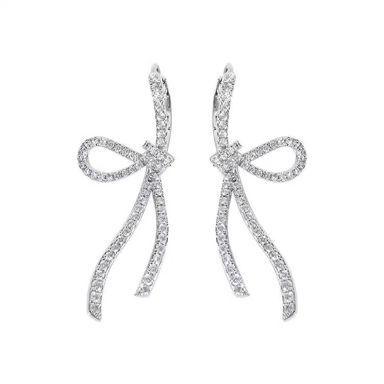Sier Bow Ribbon Design Light Luxury Rings