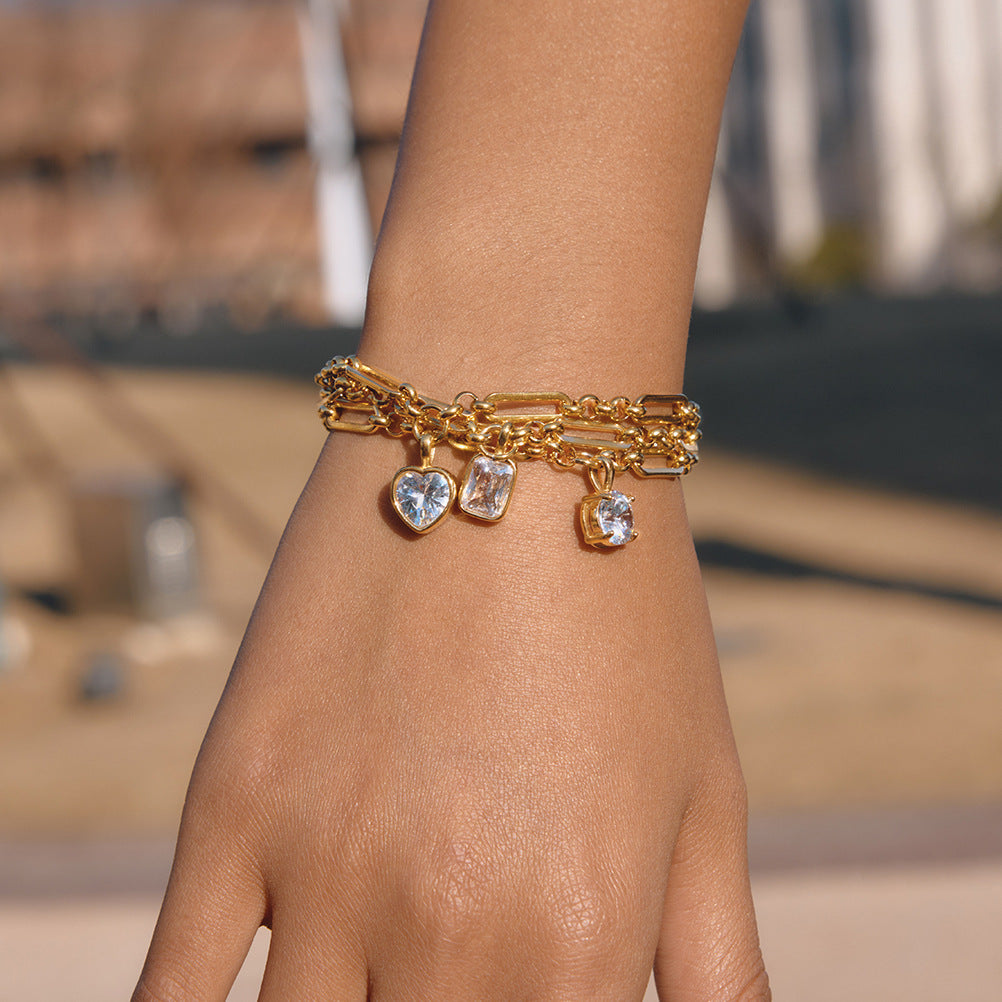 Ding Titanium Steel Zircon Female Light Luxury Minority Bracelet