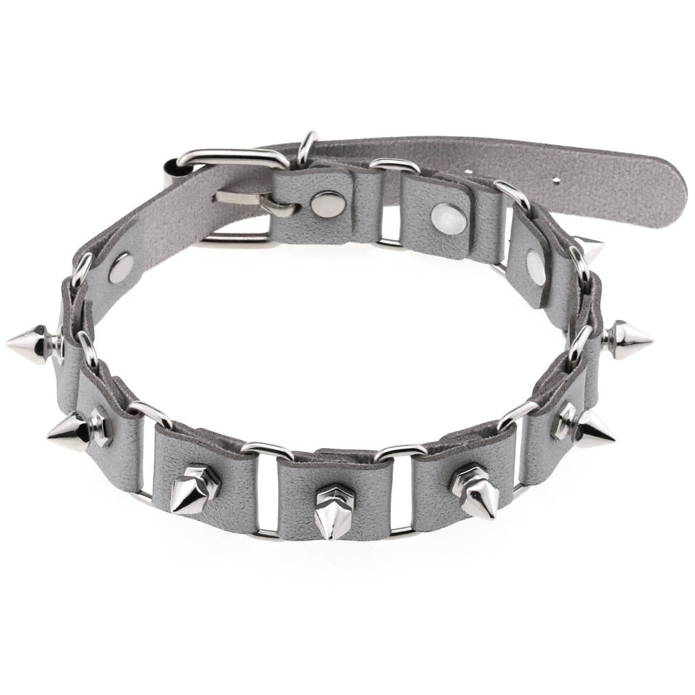 Gothic Elegant Stitching Neckband Personality Trend Buckle Spike Collar