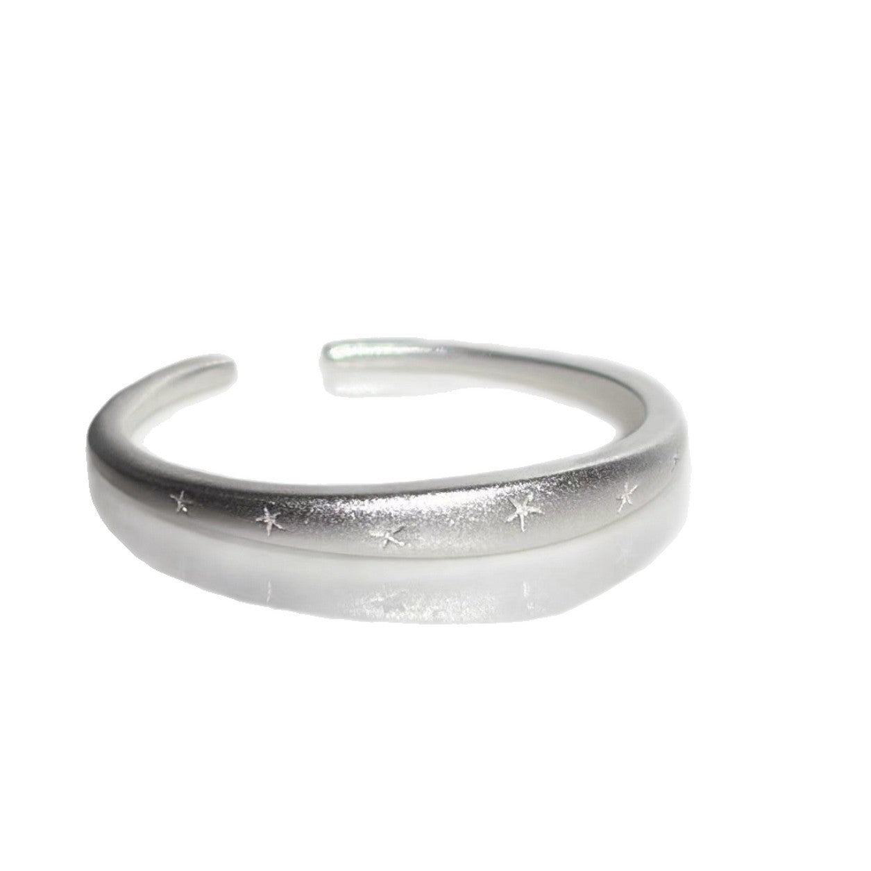 Women's Korean Style Matte Pentagram Simple Advanced Open Adjustable Index Ring