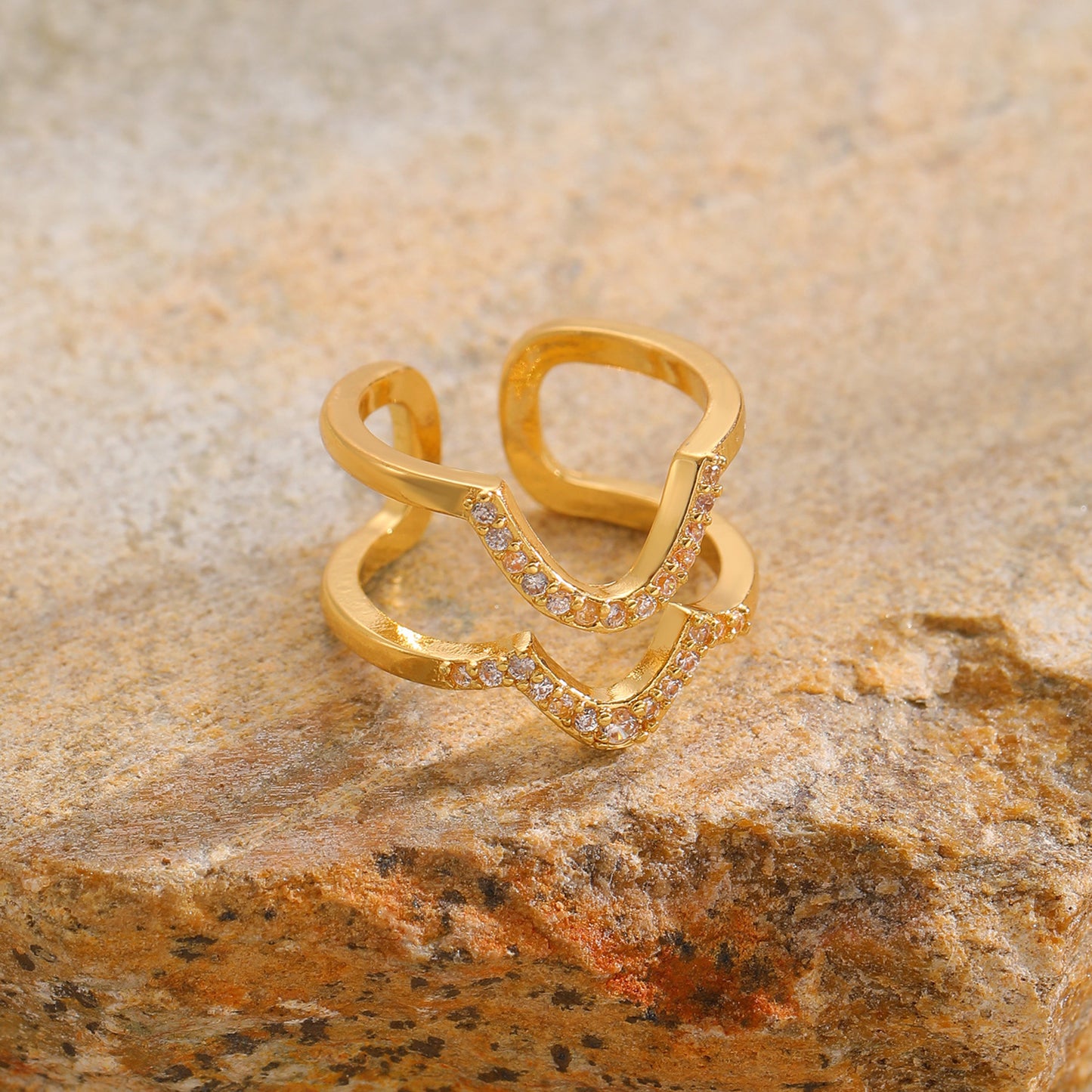 Geometric Trend Open Nail Female Design Exquisite Refined Ring