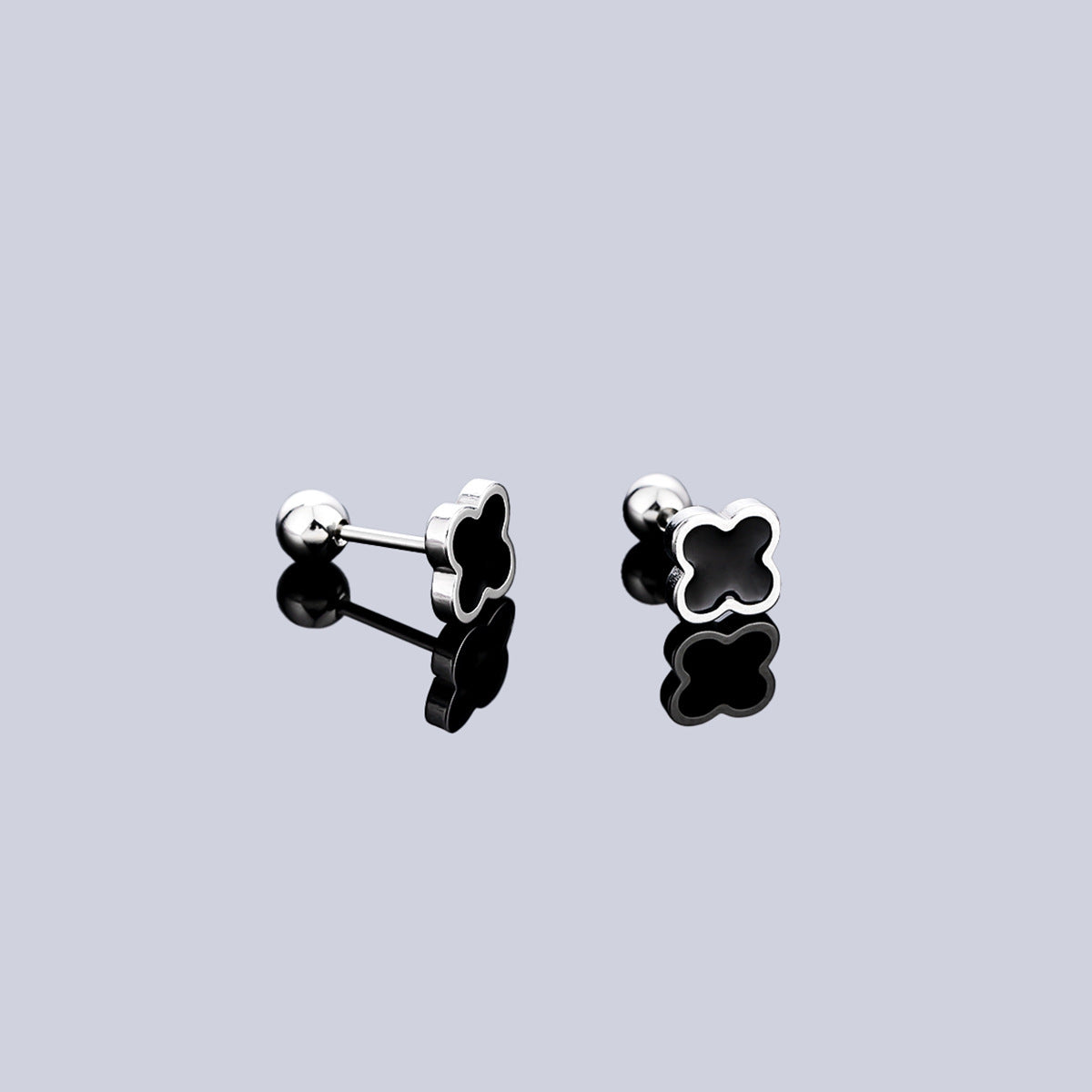 Women's & Men's Clover Ear Titanium Steel Fashion Trend Design Stainless Stud Earrings