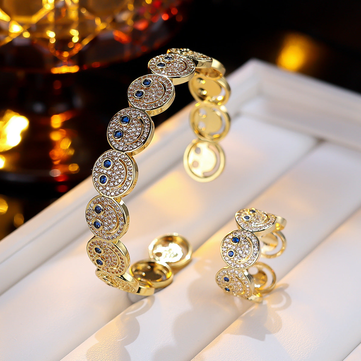Simple Round Smiley Face Synthetic Zircon Bracelets