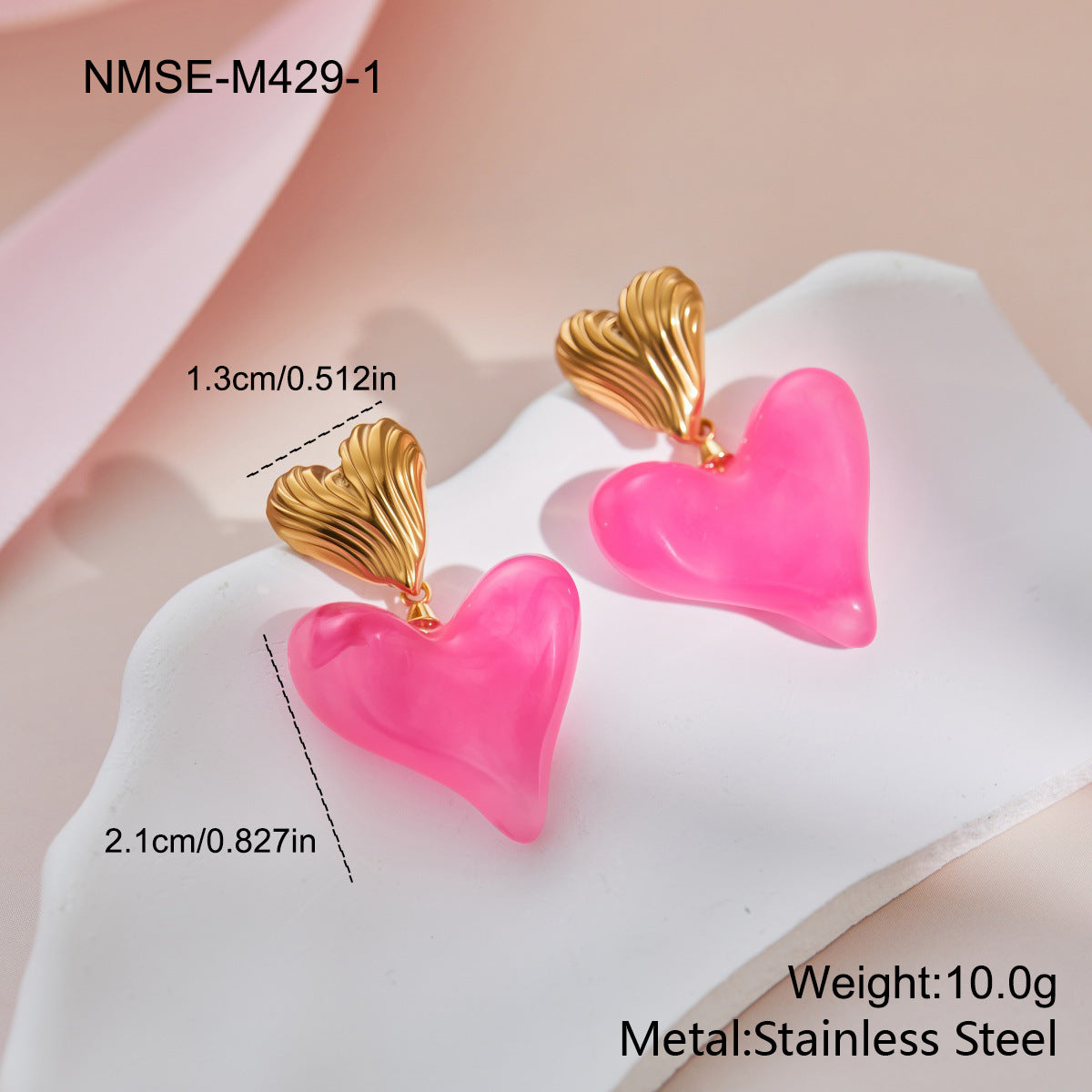 Retro Heart-shaped Large Spring Fashionable Simple Resin Eardrops Earrings