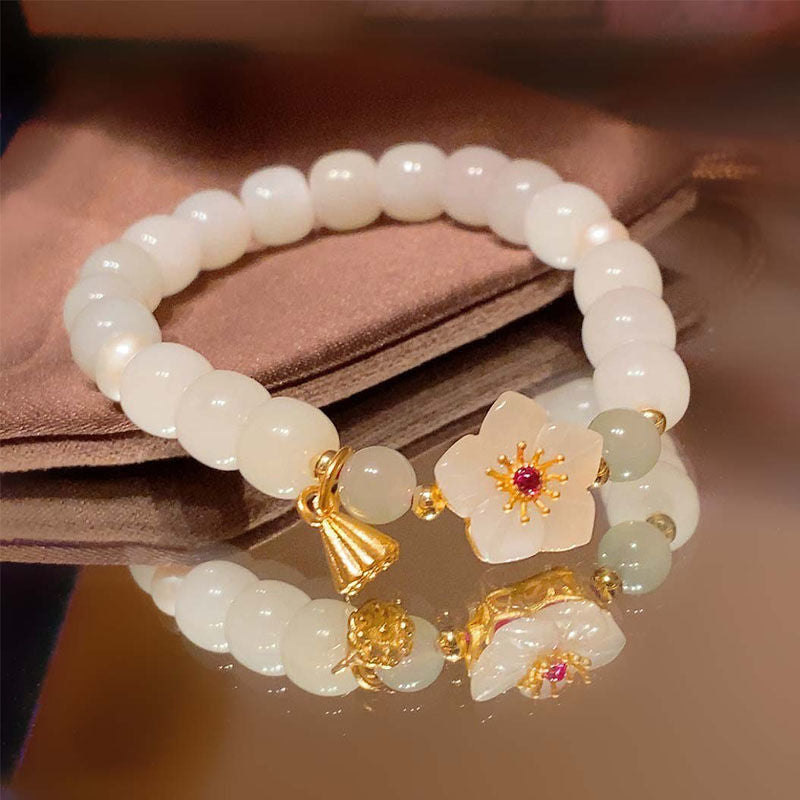 Peach Blossom Jade Beads Female Design Hand-woven Bracelets
