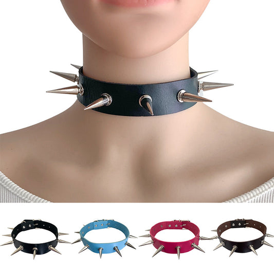 Punk Nightclub Long Pointed Rivet Short Personalized Collar