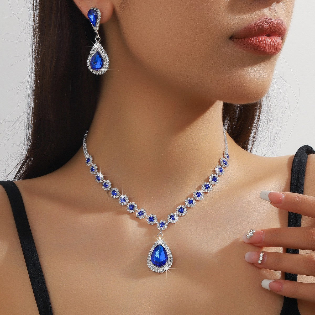 Fashion Water Drop Diamond Full Bride Necklaces