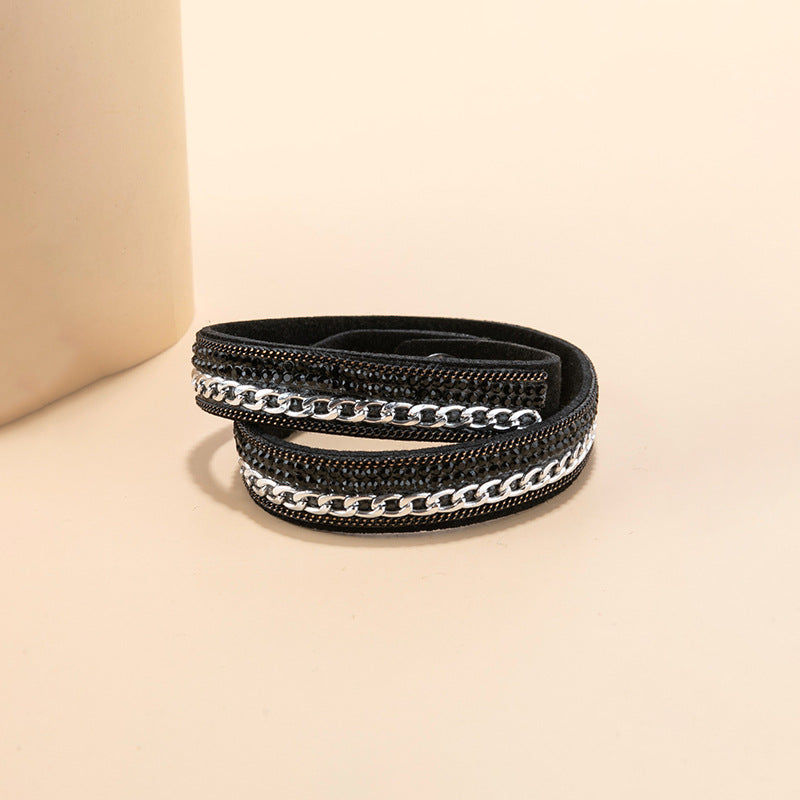 Punk Magnetic Buckle Leather Tide Winding Bracelets