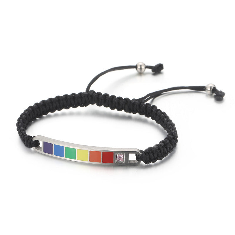 Fashion Stainless Steel Curved Rainbow Personality Titanium Bracelet