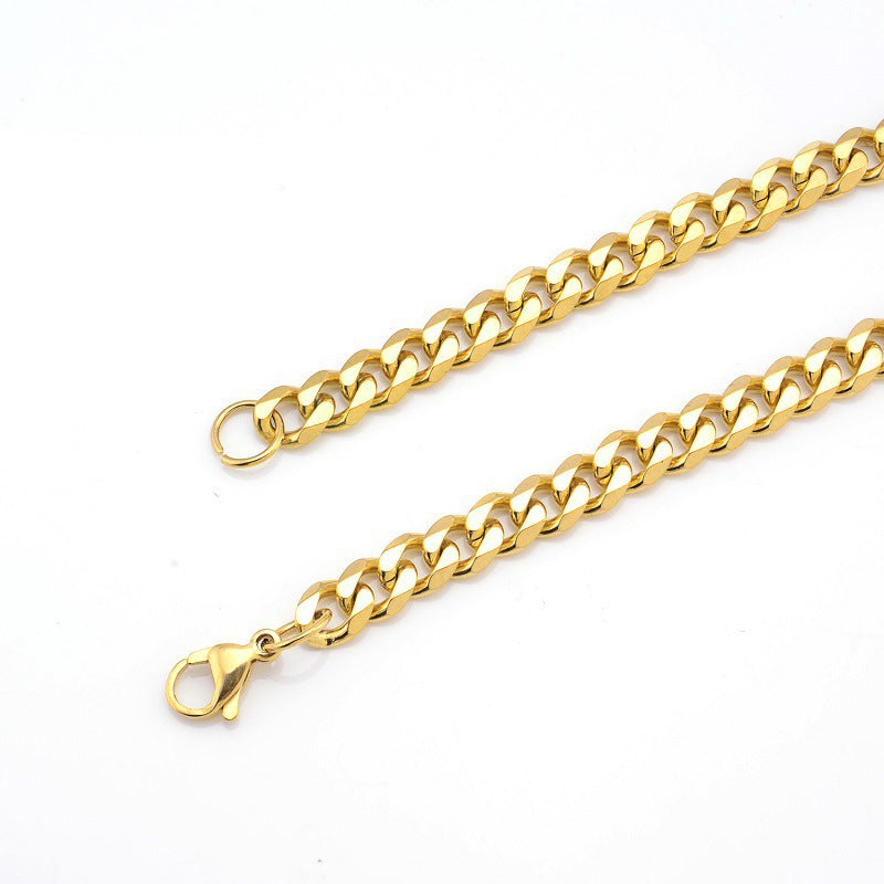 Men's Gold Sier Black Stainless Steel Six-sided Necklaces
