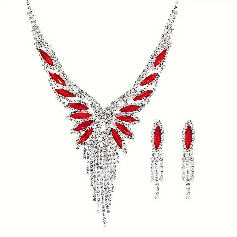 Kit Zircon Wings Water Drop Wedding Dinner Party Formal Jewelry Set