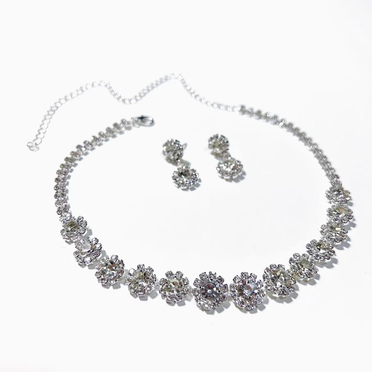 Women's Luxury Wedding Round Rhinestone Suit Jewelry Set