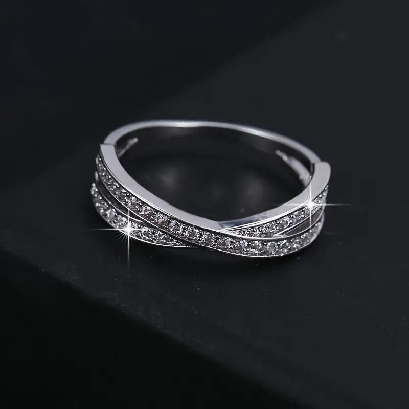 Women's & Men's Unique Cross Shape Design Micro Inlaid Zircon Rings
