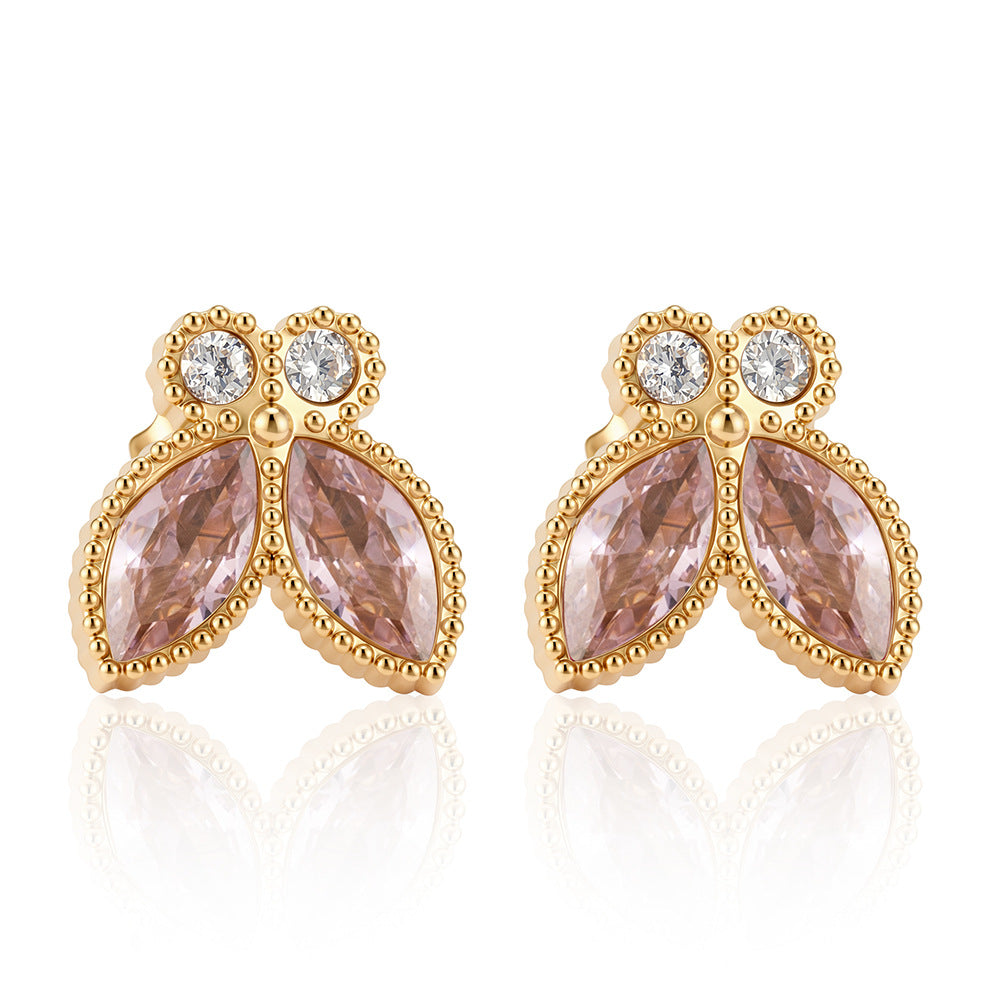 Women's Elegant Fashion Butterfly Inlaid Zircon Stainless Steel Gold Plated Pendants