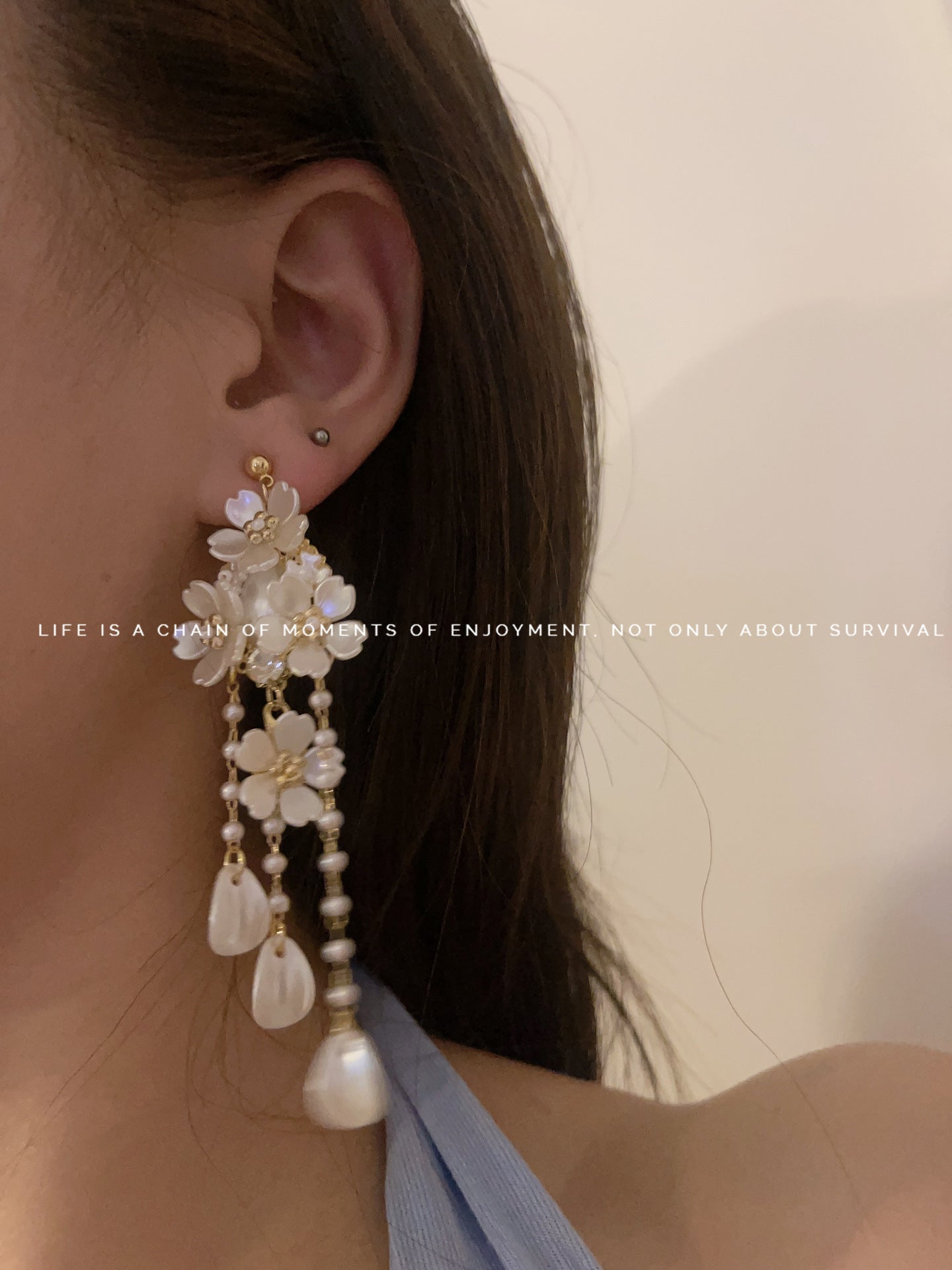 Fairy Flowers Tassel Niche Design Advanced Gentle Light Earrings