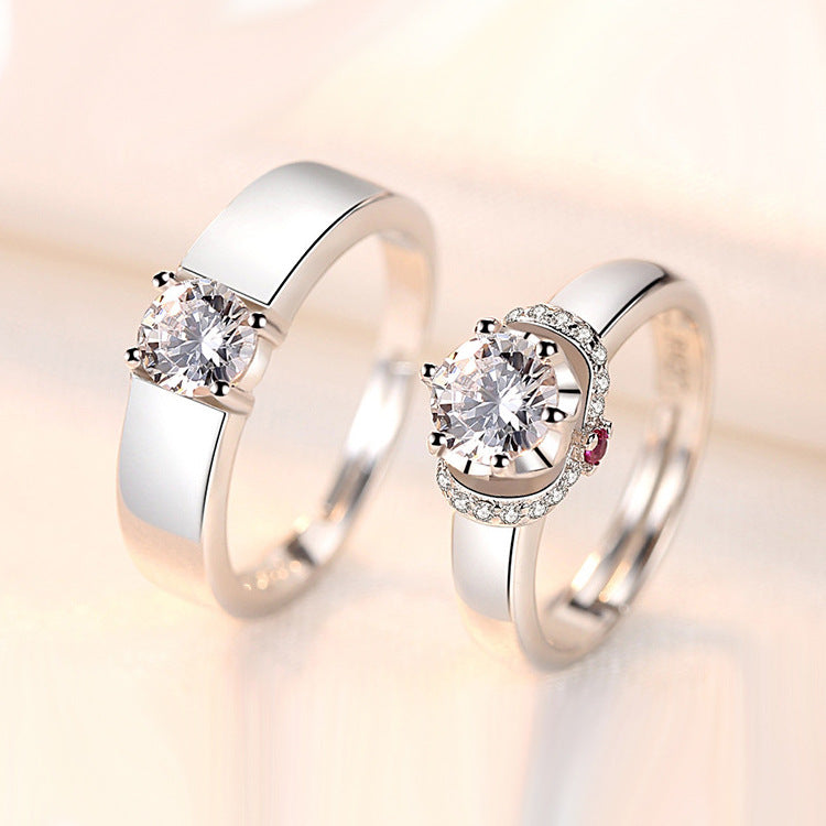 Rhinestone Zircon Couple Open Adjustable Female Rings