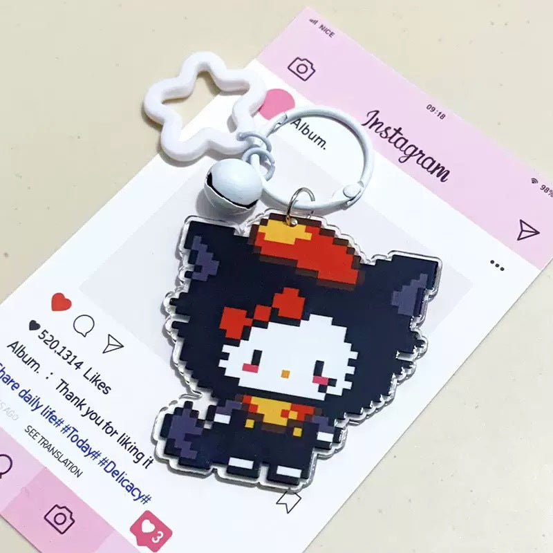 Pixel Cartoon Key Button Schoolbag Cute Acrylic Hang Decorations Hanging Ornaments